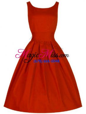 Red Damas Dress Prom and Party and Wedding Party with Ruching Scoop Sleeveless Lace Up
