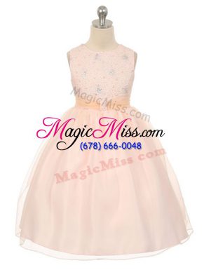 Scoop Sleeveless Tulle Kids Formal Wear Beading Lace Up
