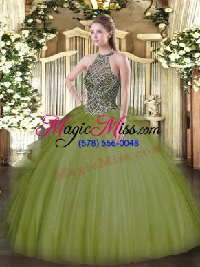 Exceptional Tulle Sleeveless Floor Length Sweet 16 Dresses and Beading