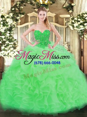 Sweetheart Sleeveless Lace Up Quinceanera Dresses Apple Green Organza