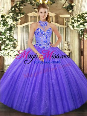 Colorful Ball Gowns Sleeveless Purple Sweet 16 Dress Lace Up