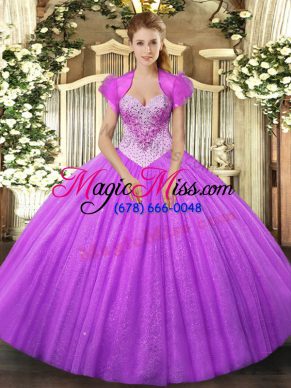 Sweetheart Sleeveless Lace Up Sweet 16 Quinceanera Dress Lilac Tulle