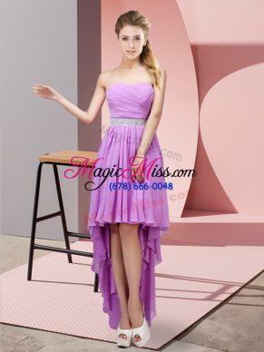 Spectacular Lavender Sweetheart Neckline Beading Prom Dresses Sleeveless Lace Up