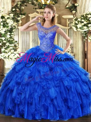 Gorgeous Sleeveless Lace Up Floor Length Beading and Ruffles 15 Quinceanera Dress