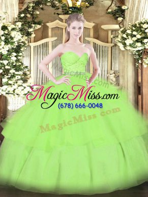 Glorious Sleeveless Beading and Lace and Ruffled Layers Floor Length Sweet 16 Dress