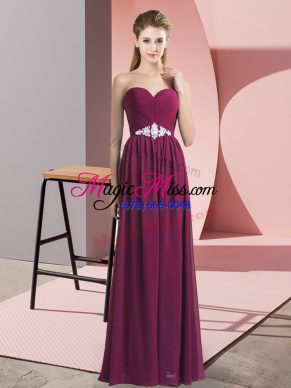 Glorious Burgundy Prom Party Dress Prom and Party with Beading Sweetheart Sleeveless Backless