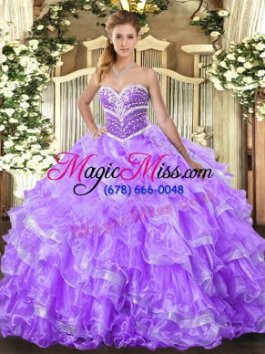 Lavender Sweetheart Neckline Ruffled Layers 15th Birthday Dress Sleeveless Lace Up
