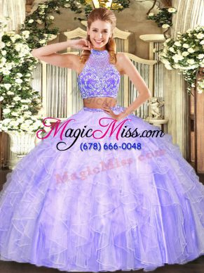 Smart Lavender Sleeveless Tulle Criss Cross Quince Ball Gowns for Military Ball and Sweet 16 and Quinceanera
