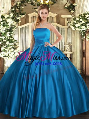 Satin Sleeveless Floor Length Quince Ball Gowns and Ruching