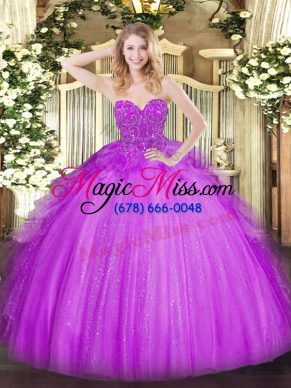 Designer Tulle Sleeveless Floor Length Quinceanera Gowns and Lace