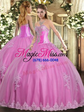 Sleeveless Lace Up Floor Length Beading and Appliques Sweet 16 Dress