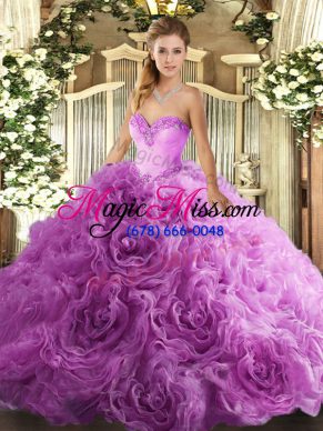 Ball Gowns Vestidos de Quinceanera Lilac Sweetheart Fabric With Rolling Flowers Sleeveless Floor Length Lace Up