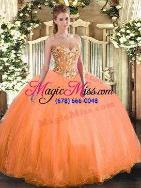 Sleeveless Embroidery Lace Up Quinceanera Dress