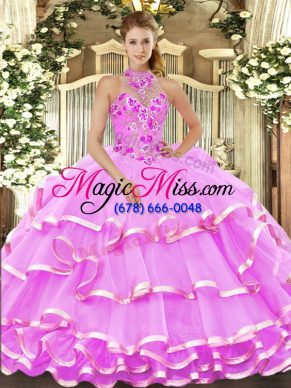Sophisticated Sleeveless Beading and Embroidery Lace Up Sweet 16 Dress