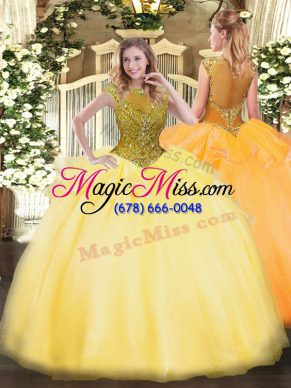 Glorious Cap Sleeves Beading and Appliques Zipper 15 Quinceanera Dress