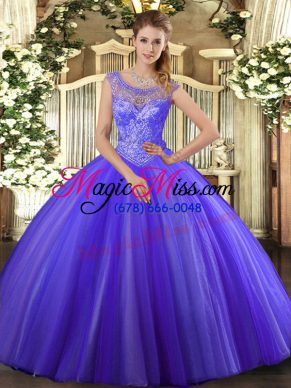 Adorable Lavender Sleeveless Beading Floor Length Quinceanera Gowns