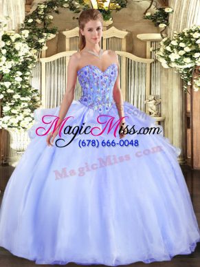 Sweetheart Sleeveless Lace Up Ball Gown Prom Dress Lavender Organza