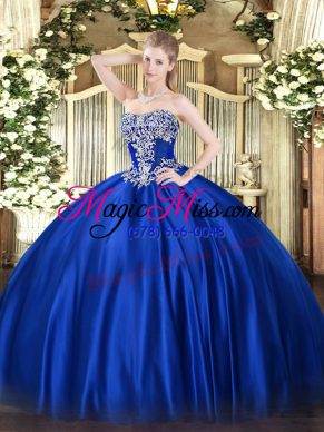 Fantastic Floor Length Ball Gowns Sleeveless Royal Blue Quinceanera Dresses Lace Up