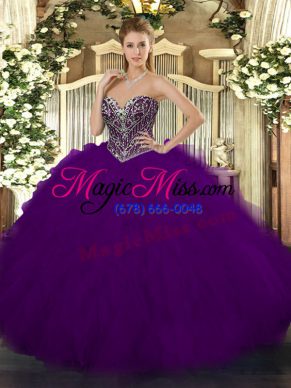 Hot Selling Tulle Sleeveless Floor Length Ball Gown Prom Dress and Beading and Ruffles