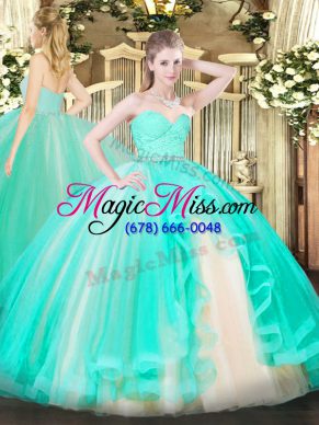 Fashionable Apple Green Sleeveless Tulle Zipper Quince Ball Gowns for Military Ball and Sweet 16 and Quinceanera