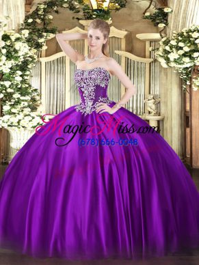 Top Selling Floor Length Ball Gowns Sleeveless Purple Vestidos de Quinceanera Lace Up