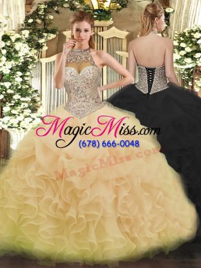 Customized Sleeveless Lace Up Floor Length Beading and Ruffles and Pick Ups Sweet 16 Dresses