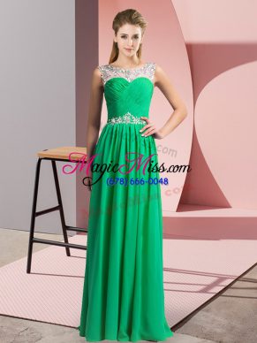 Fabulous Green Clasp Handle Scoop Beading Prom Dress Chiffon Sleeveless