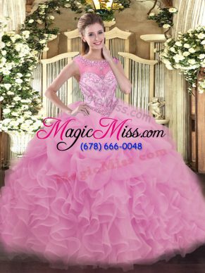 Hot Selling Sleeveless Beading and Ruffles Lace Up Quinceanera Dress