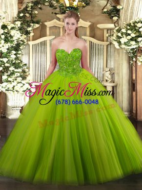 Wonderful Sleeveless Floor Length Beading Lace Up Sweet 16 Dresses