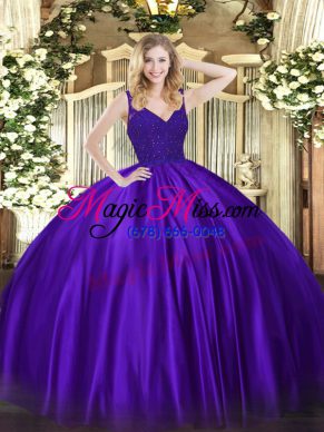 Flare Sleeveless Backless Floor Length Beading and Lace Quinceanera Dress
