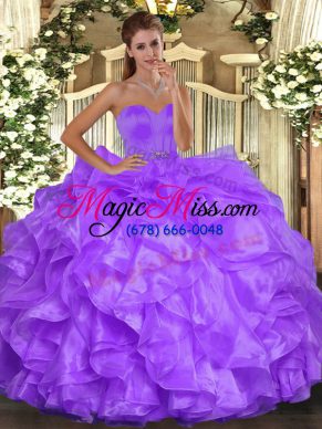 Fantastic Purple Sweetheart Neckline Beading and Ruffles Sweet 16 Dress Sleeveless Lace Up