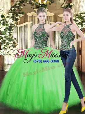 Lovely Floor Length Lace Up Quinceanera Dresses for Military Ball and Sweet 16 and Quinceanera with Beading