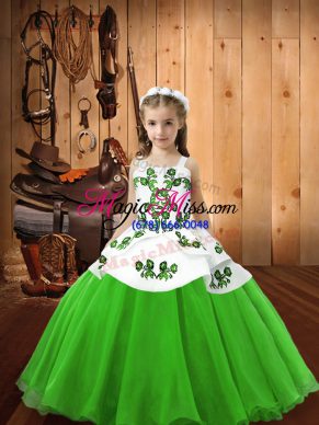 Glorious Organza Straps Sleeveless Lace Up Embroidery Little Girls Pageant Dress in