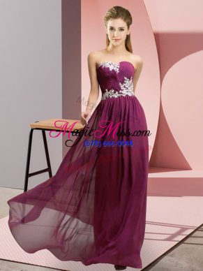 High Quality Floor Length Empire Sleeveless Dark Purple Homecoming Dress Lace Up
