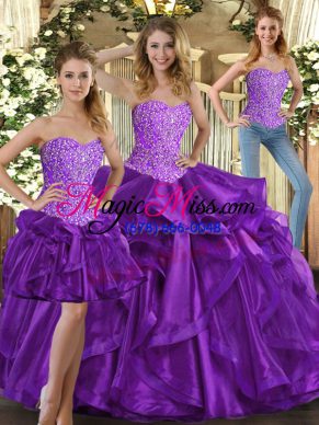 Floor Length Ball Gowns Sleeveless Eggplant Purple Ball Gown Prom Dress Lace Up