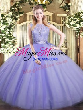 Comfortable Tulle Sleeveless Floor Length Vestidos de Quinceanera and Lace