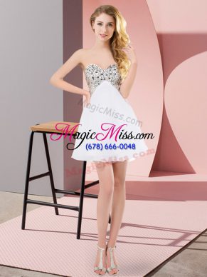 New Style White Sweetheart Lace Up Beading Prom Party Dress Sleeveless