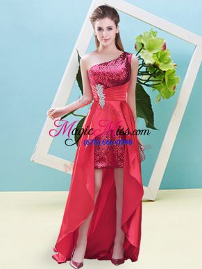 Best High Low A-line Sleeveless Coral Red Lace Up