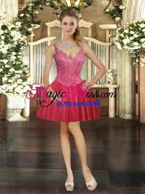 High Quality Tulle Sleeveless Mini Length Prom Gown and Beading