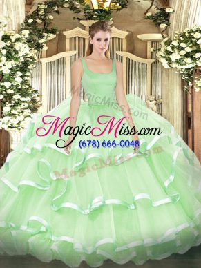 Luxurious Organza Sleeveless Floor Length Sweet 16 Dresses and Beading and Ruffled Layers