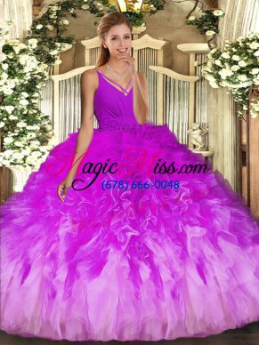 Floor Length Multi-color Sweet 16 Dress V-neck Sleeveless Backless