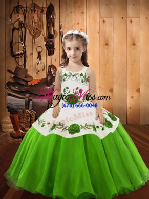 Ball Gowns Little Girl Pageant Dress Straps Organza Sleeveless Floor Length Lace Up