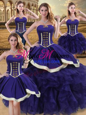 Sexy Ball Gowns Sweet 16 Quinceanera Dress Purple Sweetheart Satin Sleeveless Floor Length Lace Up