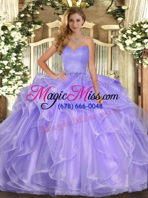 On Sale Lavender Lace Up 15 Quinceanera Dress Ruffles Sleeveless Floor Length
