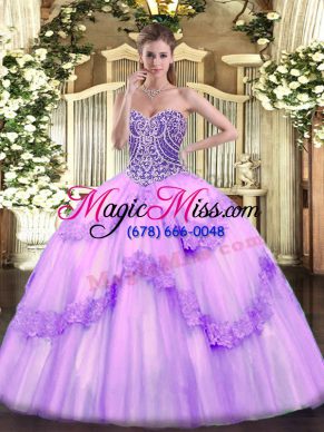 Sleeveless Lace Up Floor Length Beading and Appliques Ball Gown Prom Dress