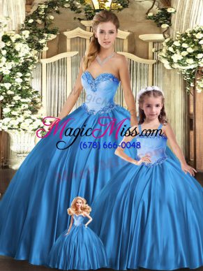 Most Popular Sweetheart Sleeveless Tulle Sweet 16 Dresses Beading Lace Up