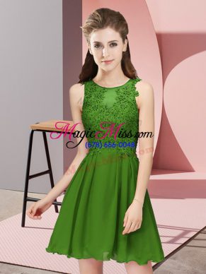 Top Selling Green Sleeveless Appliques Mini Length Wedding Guest Dresses