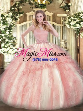 Red Quinceanera Gowns Military Ball and Sweet 16 and Quinceanera with Beading and Ruffles Straps Sleeveless Zipper