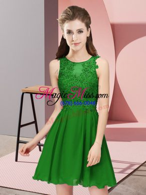 Sleeveless Chiffon Mini Length Zipper Wedding Party Dress in Green with Appliques