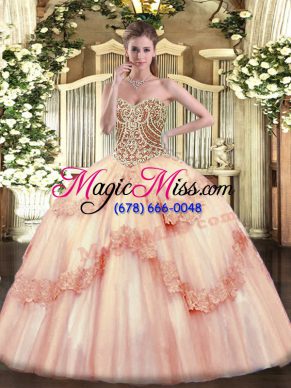 Floor Length Ball Gowns Sleeveless Baby Pink Sweet 16 Quinceanera Dress Lace Up